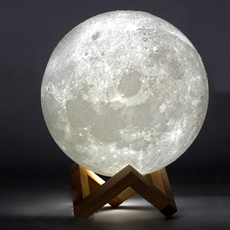 

8Cm Creative Night Light 3D Printing Full Moon Lamp Lunar Usb Charging Night Light Touch Control Brightness