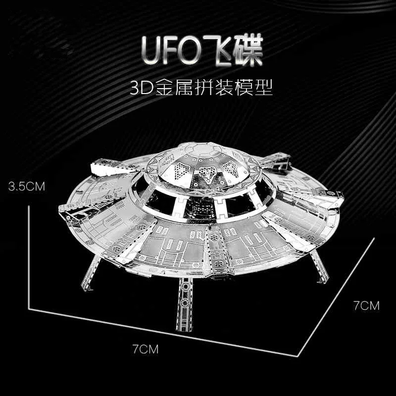 

Metal DIY Free Glue Assembling Model 3D Stereoscopic Mini Puzzle Spaceship Flying Saucer UFO Refined and Creative Toy Best Gift