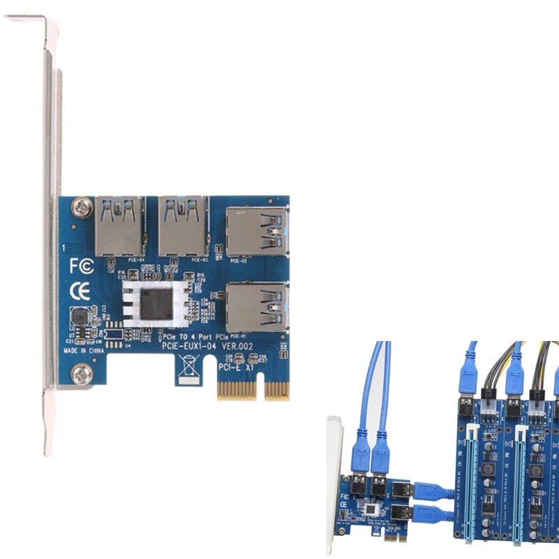 Placa de Adaptador de Placa Adaptador para Bitcoin Máquina de Mineração 1 para 4 1x a 4-port Pci-e Riser Card Express Cartão Expandir Usb Pcie 16x Pci