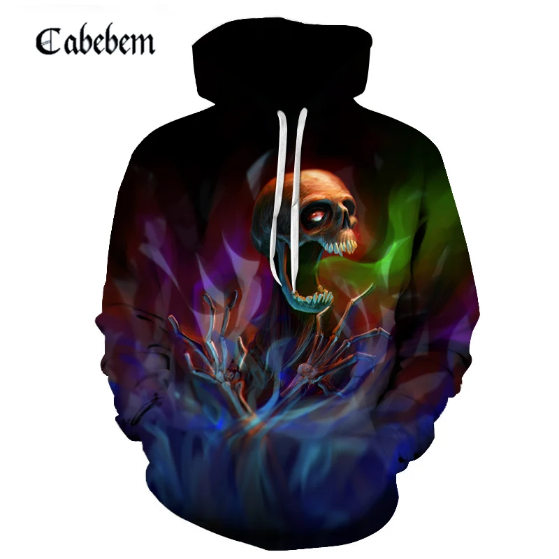 

New Fall Men's Hoodies, 3D Colourful Skeleton Sportsweaters, 3D Digital High Definition Printing Pullovers, Men Casual Tops