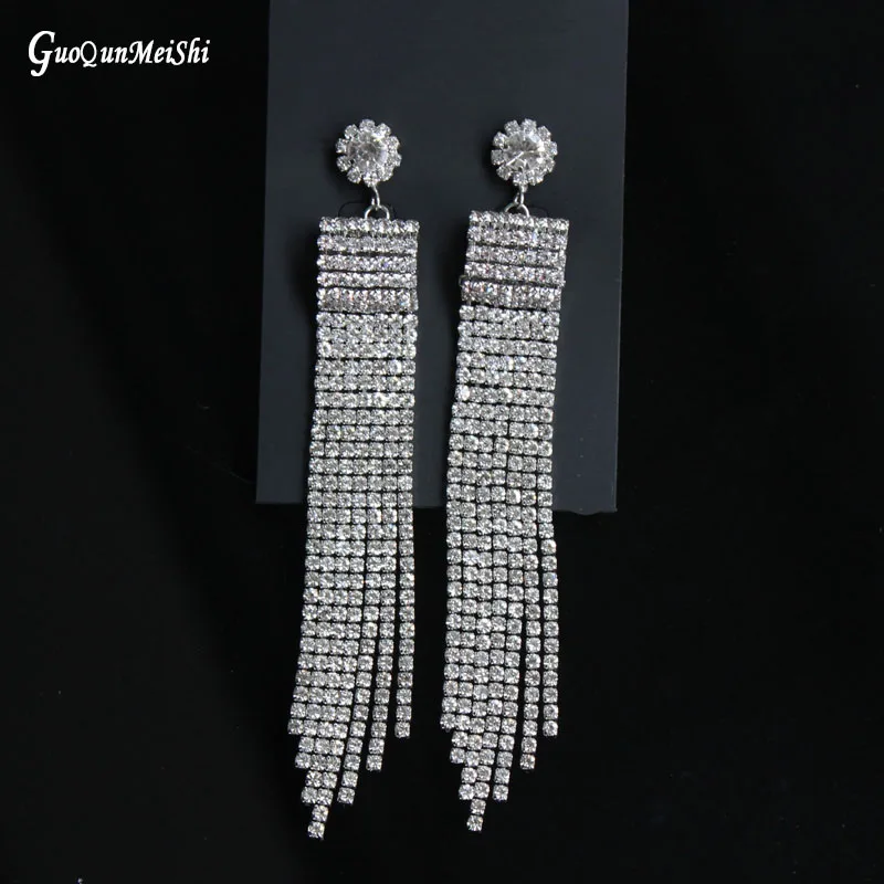 New Jewelry Gold Color Plated With Full Rhinestone Tassel Long Jewelry Wholesale for Women Fashion Jewelry