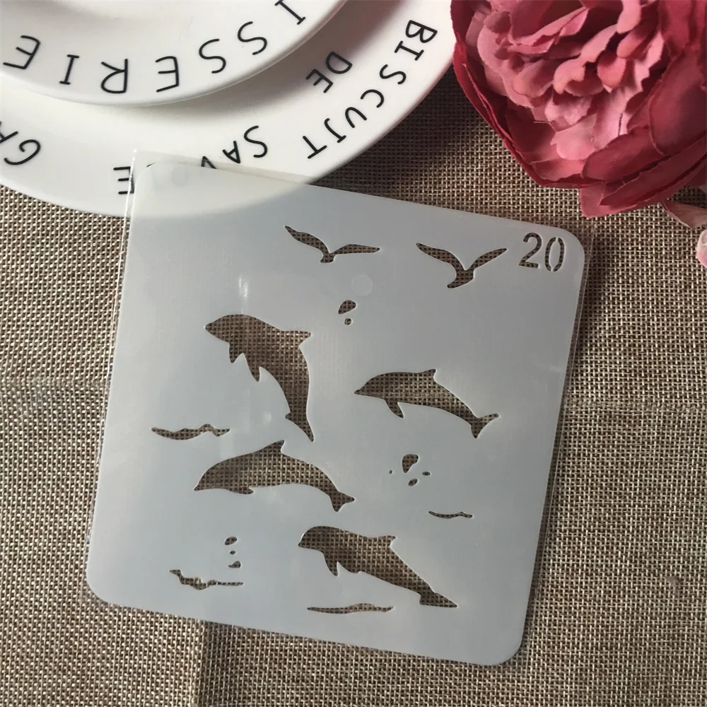 

1Pcs 13cm Ocean Sea DIY Layering Stencils Wall Painting Scrapbook Coloring Embossing Album Decorative Card Template