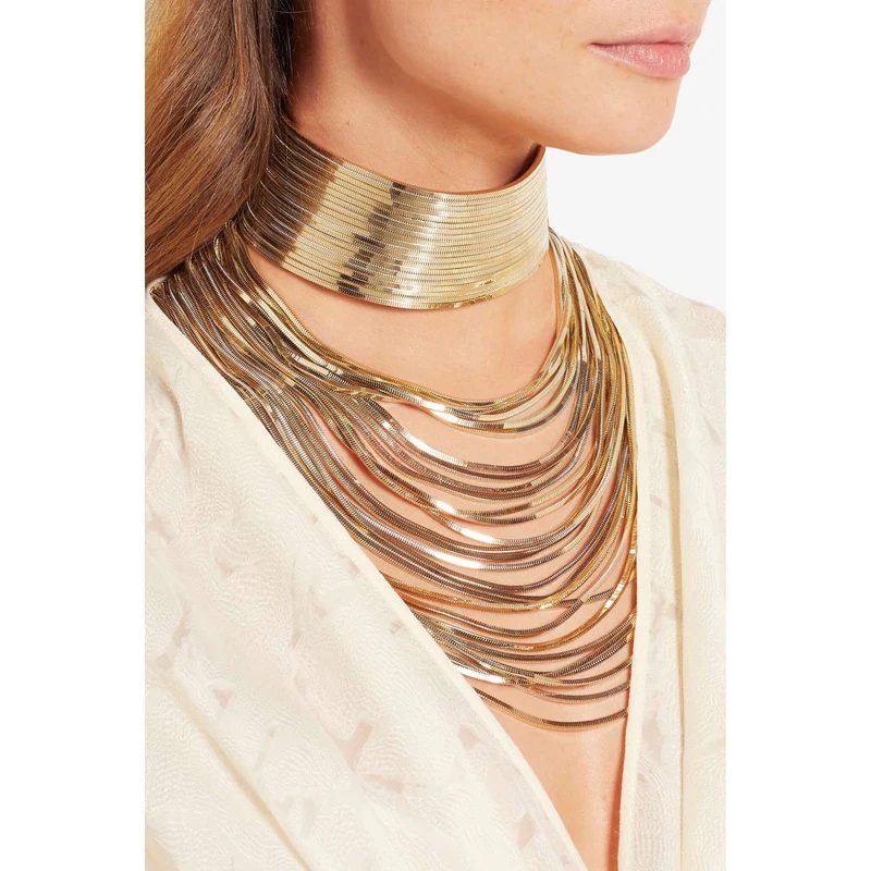 JUJIA Luxury metal chain choker Maxi Statement Necklace 2017 Multilayer Wedding chokers Collier Fashion jewelry
