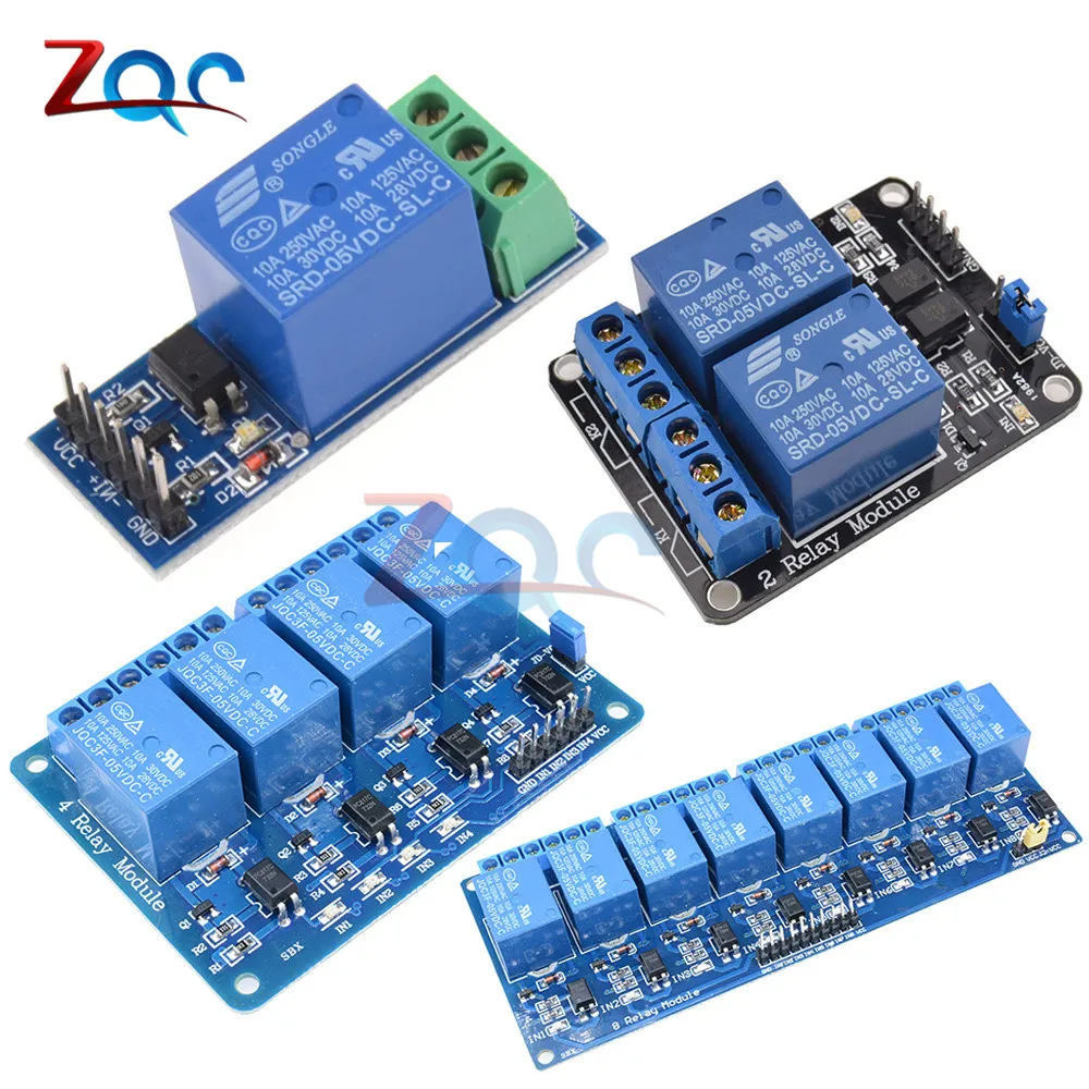 

DC 5V 1 2 4 8 Channel Relay module with optocoupler Relay Output 1 2 4 8 Way Relay Module Board for Arduino