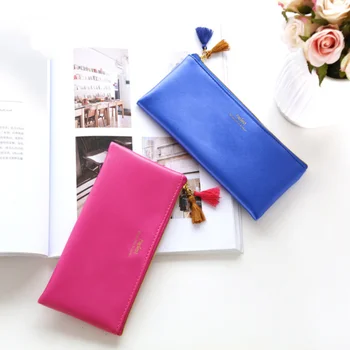 

1 Pcs/set Novelty Pencil Case Classical blue And rose red Color Waterproof soft PU Leather Storage Cosmetic Bag handbag