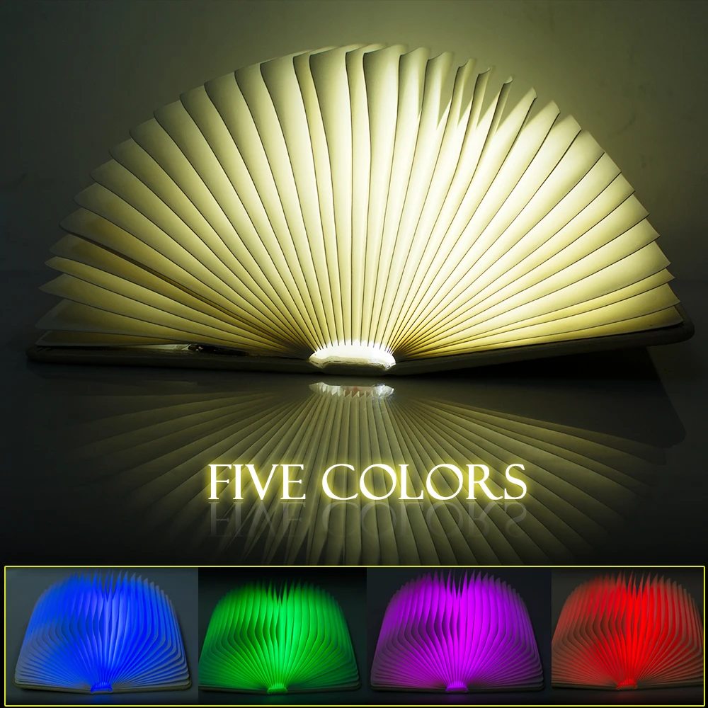 Creative Mini Flip Books Rechargeable LED Folding Book Night Light