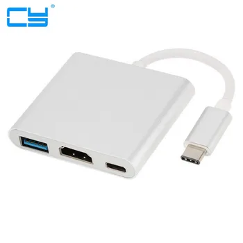 

New 3 in 1 Hub Type C USB 3.1 to USB-C 2K 1080p HDMI USB3.0 Adapter For Apple Macbook