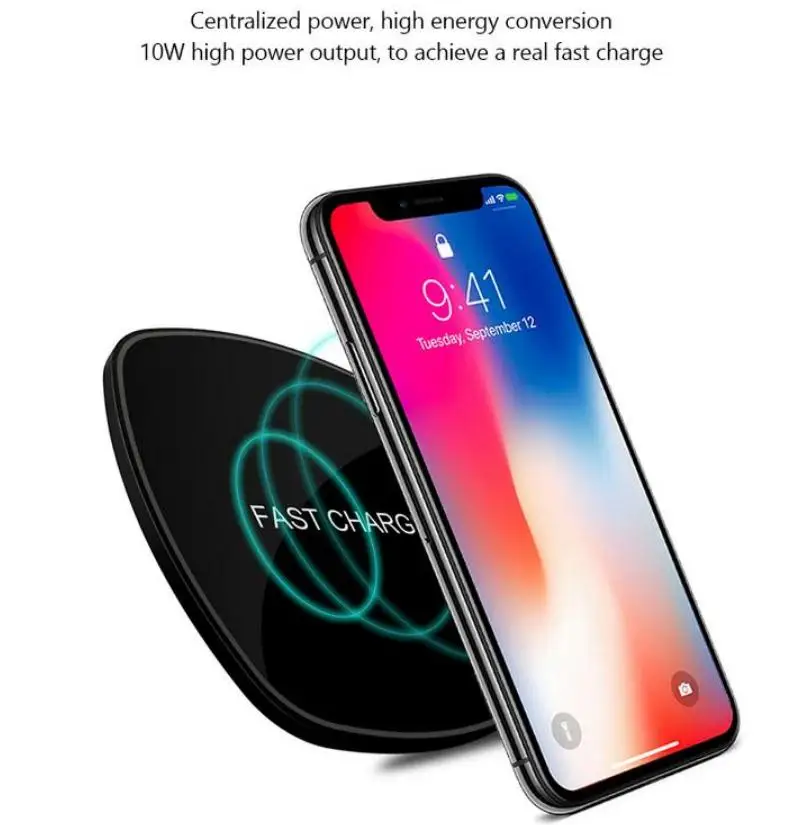 Qi Беспроводной Зарядное устройство зарядного устройства для iPhone XS/Макс/XR/8/плюс Galaxy Note 9/S10