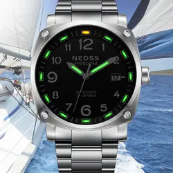 NEDSS Роскошные Для мужчин Мода автоматические механические часы Для мужчин мужские военные часы цвета розового золота зеленый циферблат watch