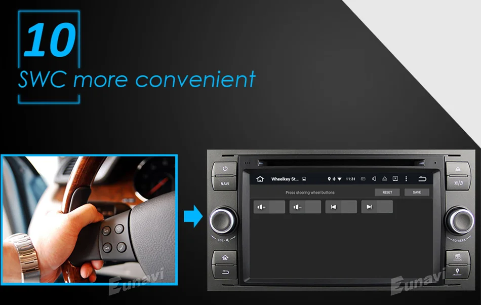 Excellent Eunavi 7" in dash 2 din Android 9.0 Car DVD Player Car GPS stereo OBD2 for Ford C-Max Fiesta Fusion Kuga Mondeo Focus with radio 18