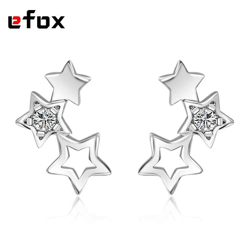 Новые простые серьги-гвоздики Luckly в форме звезды, роскошные циркониевые серьги из стерлингового серебра 925 пробы, женские модные ювелирные изделия
