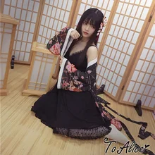 Красивое японское кимоно-Тренч Hanayome с поясом на талии и подвесной светильник, сексуальное платье с глубоким v-образным вырезом, цельное платье