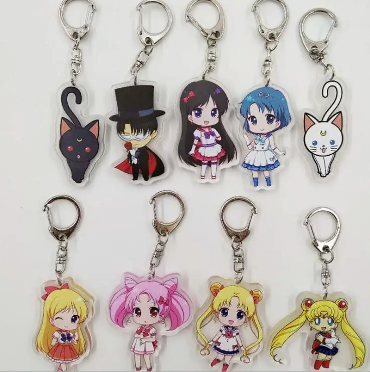 

Anime Sailor Moon Luna Hino Rei Kino Makoto Mizuno Ami Tsukino Usagi Key Ring Pendants keychain Toys Gift Model Gift