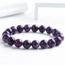 Подлинная Charoite натуральный камень для женщин Femme фиолетовые круглые кристаллические бусины браслет 11 мм