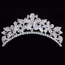 Wedding Flower Rhinestone Bridal Crystal Hair Headband Crown Comb Tiaras Prom Hair Accessories #Y51#
