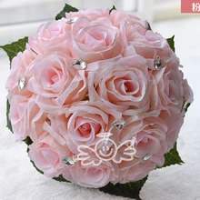 Красивые белые красные розовые свадебные букеты Бисероплетение Хрустальные Сатиновые розы/украшение на свадьбу букеты Шелковый Топ ручной Букет