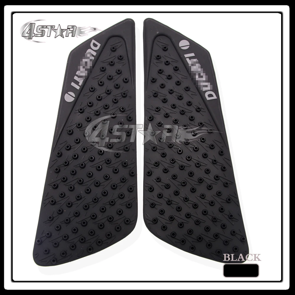 

Black Rubber Motorcycle Gas Tank Pad Traction Side Pads Gas Fuel Knee Grip Decal Protector For Ducati 848 1098 1198 2008-2014