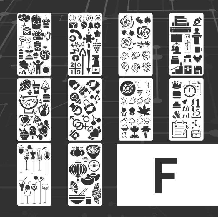 Bullet journal трафареты сделай сам для скрапбукинга трафареты шаблоны повседневной жизни пластиковые трафареты планировщик трафареты для картин - Цвет: F