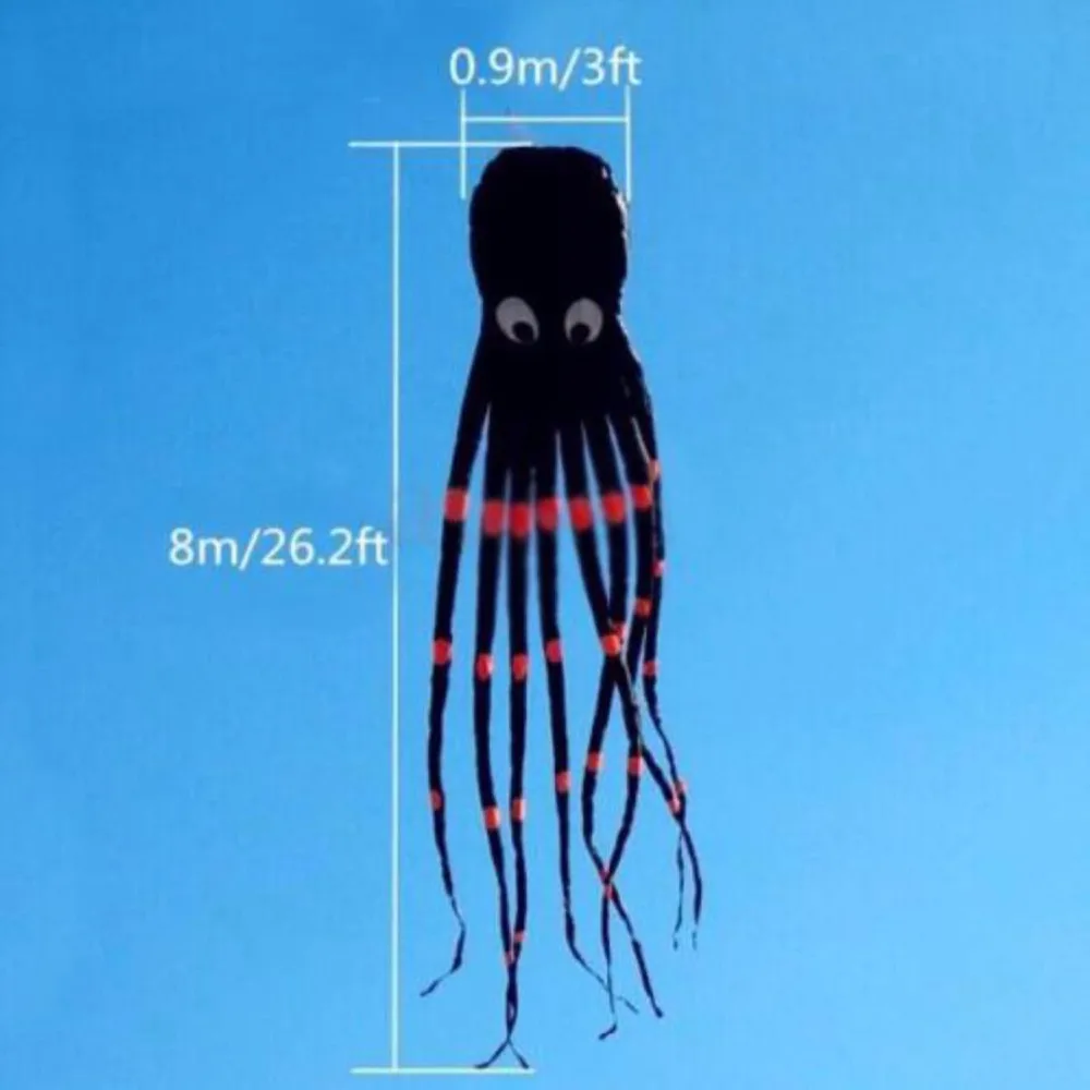 1 шт. 3D 8 м Красный осьминог тканевый воздушный змей Летающий длинный хвост воздушные змеи для детей надувные легкие летающие воздушные змеи
