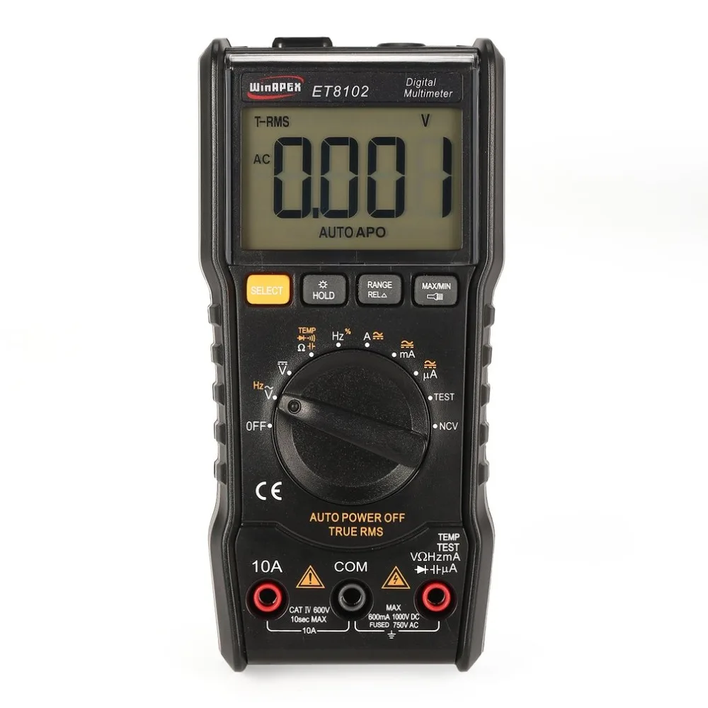 

ET8102 Mini Digital Multimeter 5999 Counts True RMS AC/DC Volt Amp Ohm Capacitance Frequency Temperature NCV Diode Tester