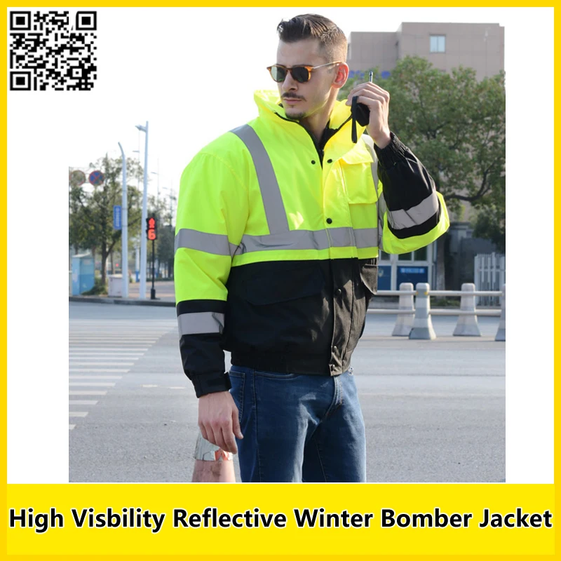 EN471 High visibility Reflective safety bomber Jacket reflective work