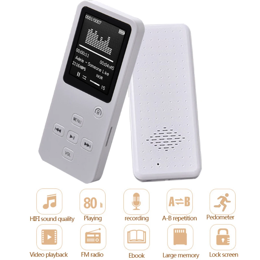 32GB Bluetooth MP4 Player Support TF card FM E-book Pedo Meter Clock Portable 1.8'' Screen Speaker 