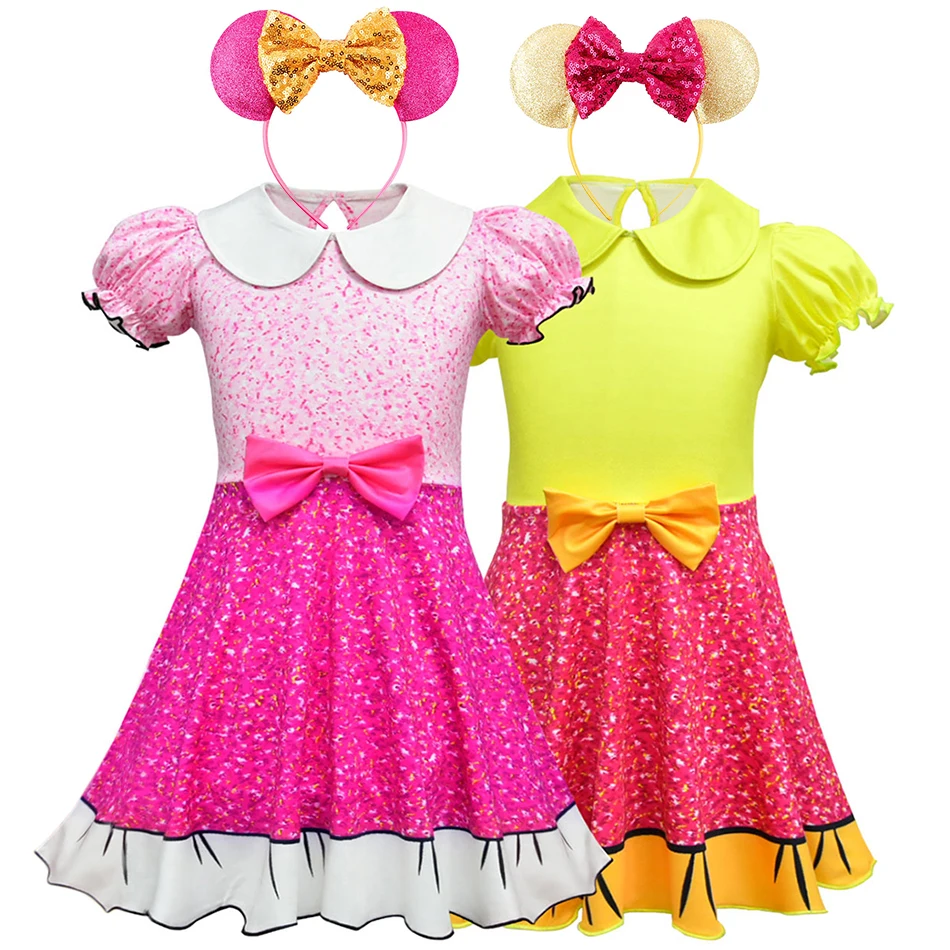 

Colorful Summer Lol Dress for Girls Cosplay Lol Dolls Costume Children Lantern Sleeve Cartoon Fancy Kids Birthday Party Clothing