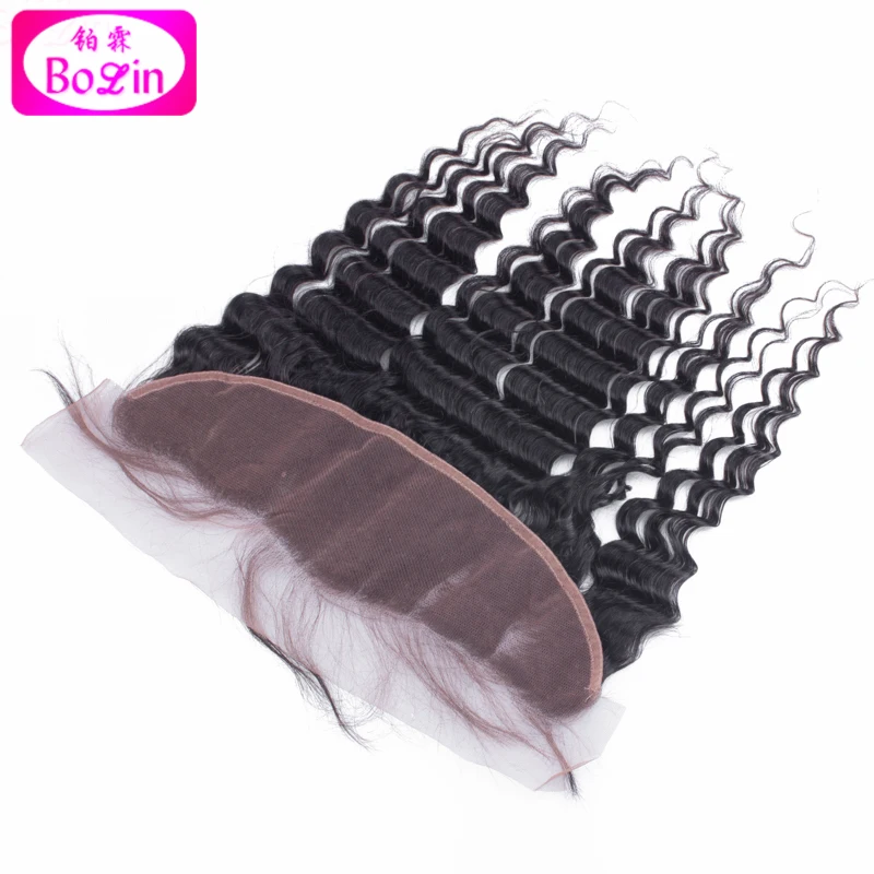 

Virgin Brazilian Lace Frontal Closure 13X4 Deep Wave Frontals From Ear To Ear Bleached Knots Free Middle Or 3 Part Free Shipping
