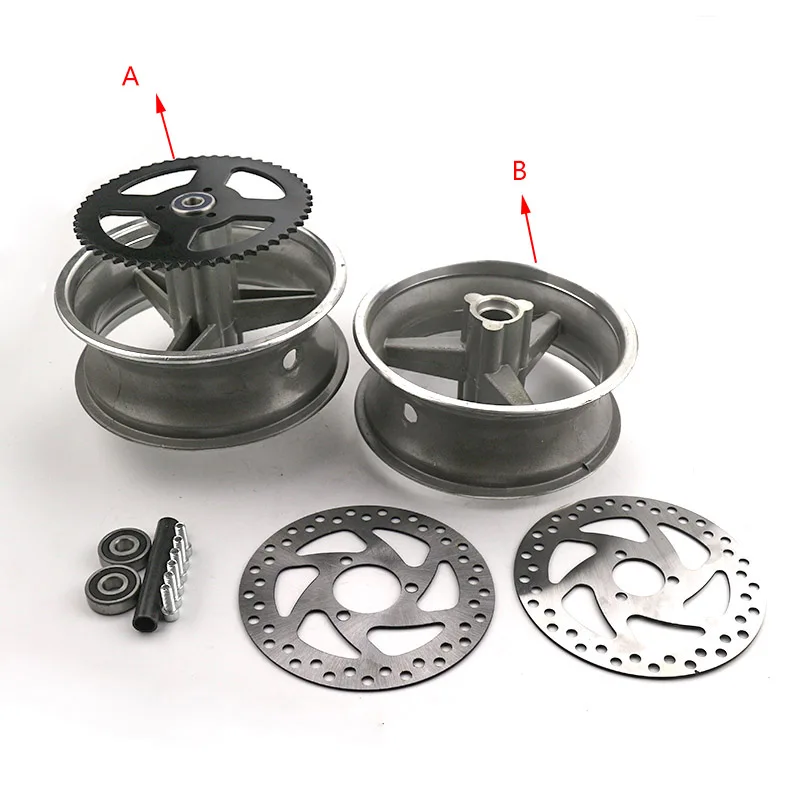 90/65-6,5 передняя или 110/50-6,5 задняя алюминиевая Ступица колеса, звездочка, тормозной диск, подшипник оси подходит для 49cc Мини-Байк e скутер мото - Цвет: Серый