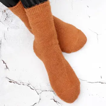 

Women Soft Imitate Mink Socks Casual Girl Winter Autumn Thick Warm Cotton Sock Hairy Solid Socks Gift