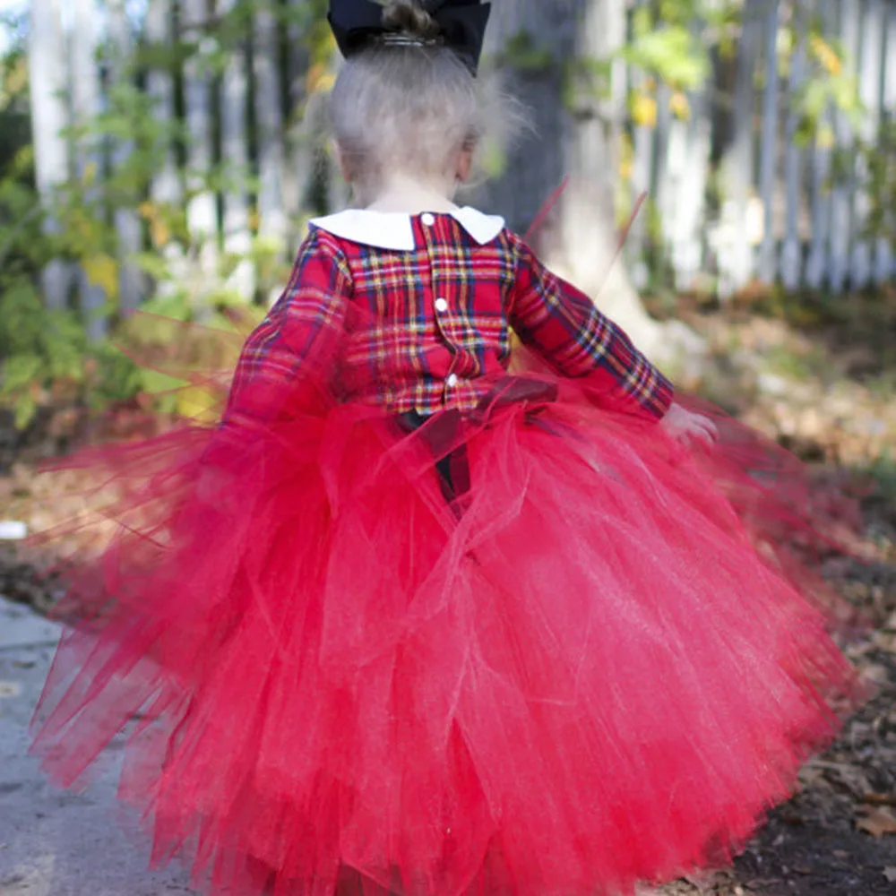 Красная пышная Милая юбка-пачка принцессы для девочек до щиколотки, фатиновая юбка-пачка на день рождения для маленьких девочек, праздничная одежда на Хэллоуин