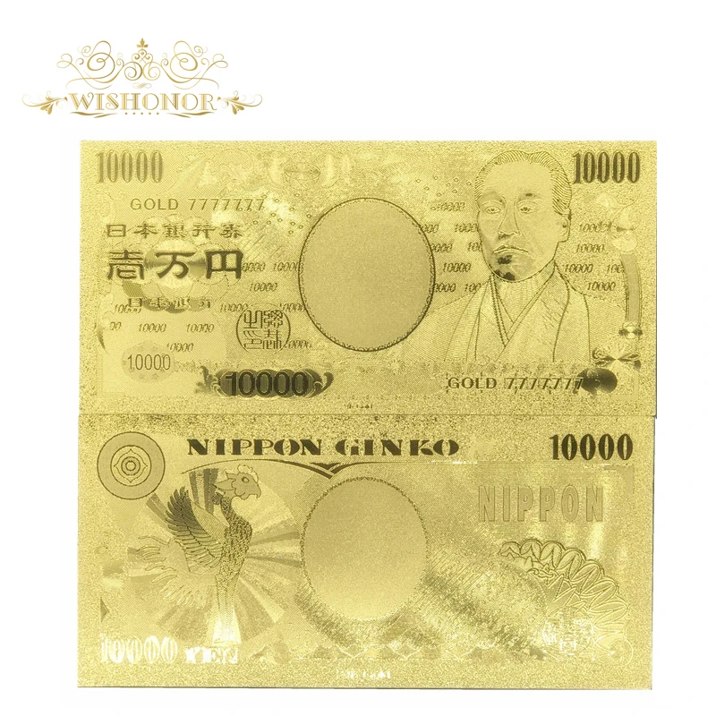 10pcs / lot GOLD 777777 Best Price For Japan Gold Banknotes 10000 Yen in 24k Gold foil Plated