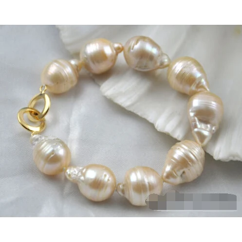 

8" 20mm baroque baby pink reborn pearl bracelet @^Noble style Natural Fine jewe SHIPPING 5.25