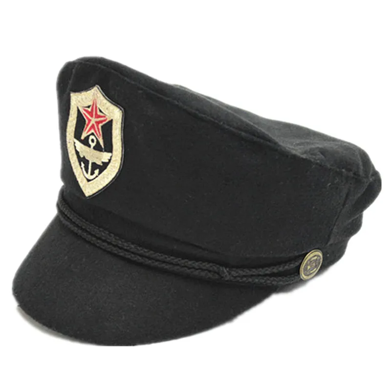 Осенне зимняя шерстяная фетровая Кепка Trilby плоская темно синяя европейская