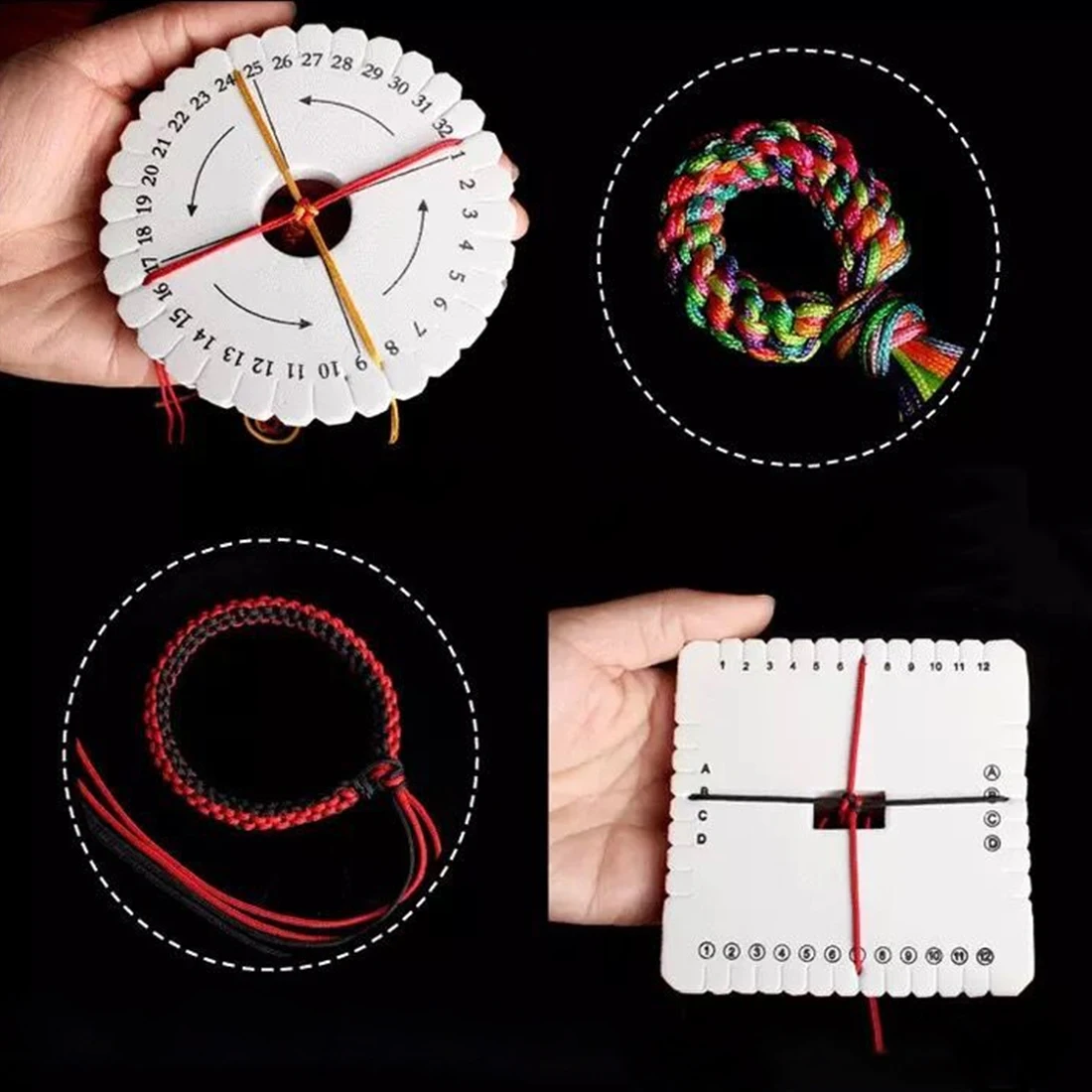 

2Pcs Round Square EVA Disc Macrame Braided Cord String Bracelet Weaving Disk Plate DIY Materials Sewing Tools Hand Tool