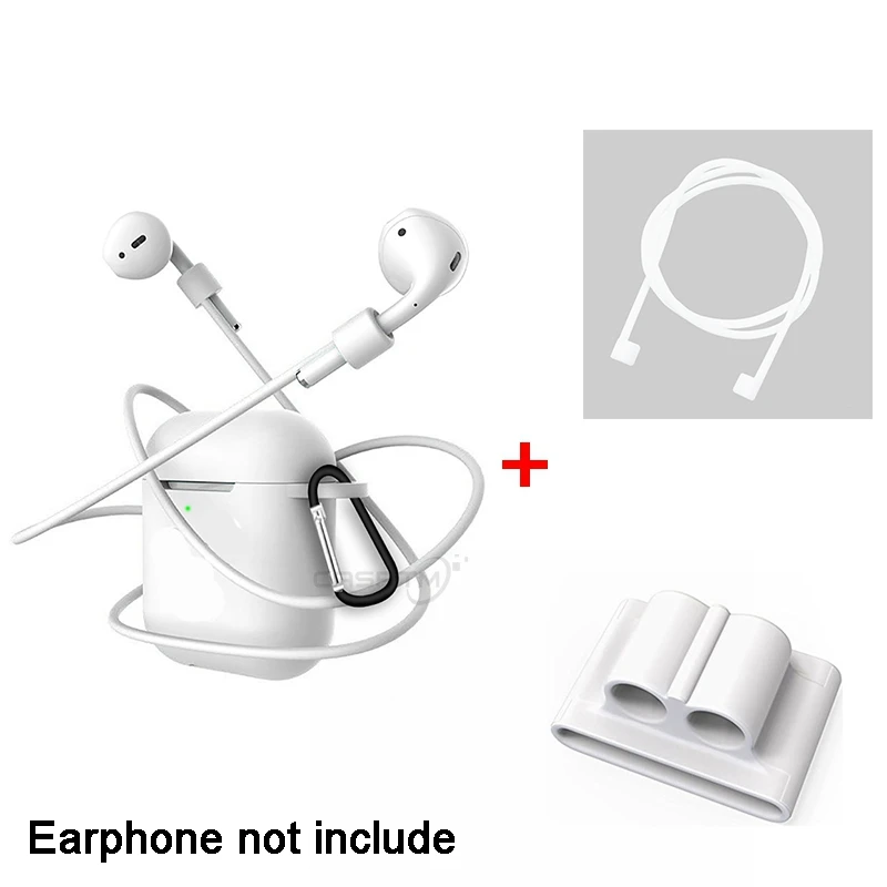 08 Противоударные Чехлы для Apple Airpods с защитой от потери веревки, ТПУ, силикон, Bluetooth, беспроводная Защитная крышка для наушников AirPods 2, чехол - Цвет: 08