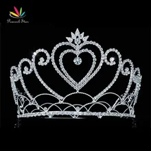 Павлин Звезда Сердце Pageant Красота конкурс высокий 4.7" /12 см Full Circle Круглый Хрустальная диадема Корона ct1690