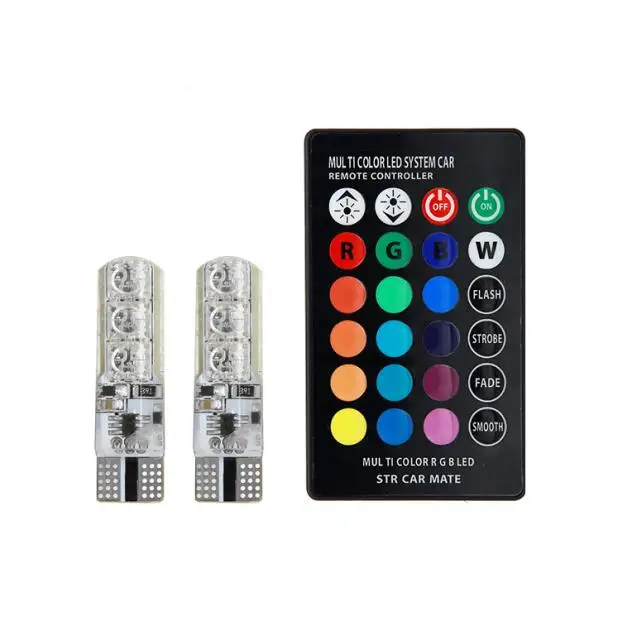 1 комплект T10 W5W светодиодный rgb168 194 SMD 6 светодиодный 5050 пульт дистанционного управления RGB Автомобильный задний светильник Боковой габаритный фонарь автомобильный светильник для чтения Клин s - Испускаемый цвет: 1set