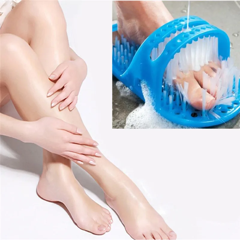 

Shower Feet Brush Exfoliates Cleans Messages No-Bending Slippers Bath Shoe Foot Scrubber Brushes Secures to Any Tub Or Shower