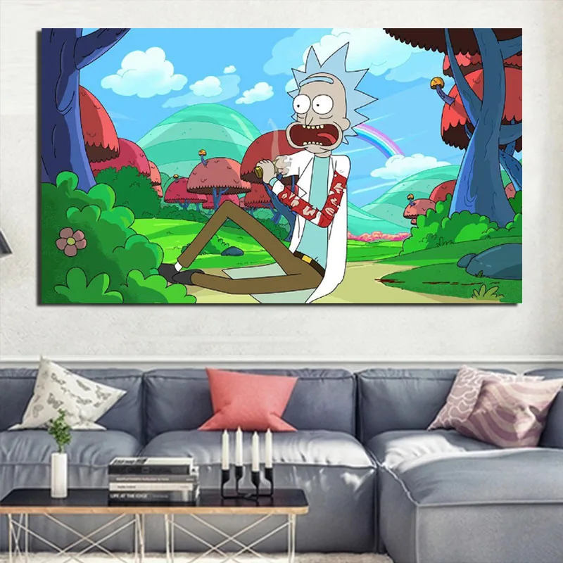 

Rick And Morty Injured Hand Canvas Painting Posters Prints Marble Wall Art Painting Decorative Picture Modern Home Decoration HD