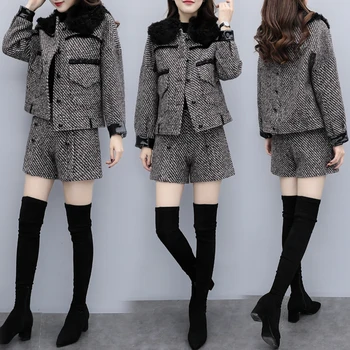 

Autumn Winter Shorts Set Women Two Piece Outfits Fashion Year-old Female Costume Conjunto Feminino Ensemble Femme Survetement