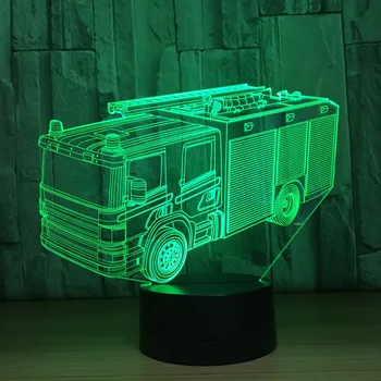 

Fire truck 3D lights 7 color touch led lights creative gift birthday gift night light 964