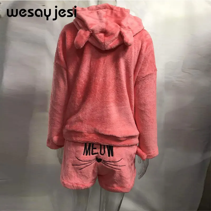 Sports Suit Female Women tracksuit Plus Size 5XL Winter Warm Pajamas Two Piece Set Sleepwear Cute Cat Meow Pattern Hoodies Sports Suit Female Women tracksuit Plus Size 5XL Winter Warm Pajamas Two Piece Set Sleepwear Cute Cat Meow Pattern Hoodies