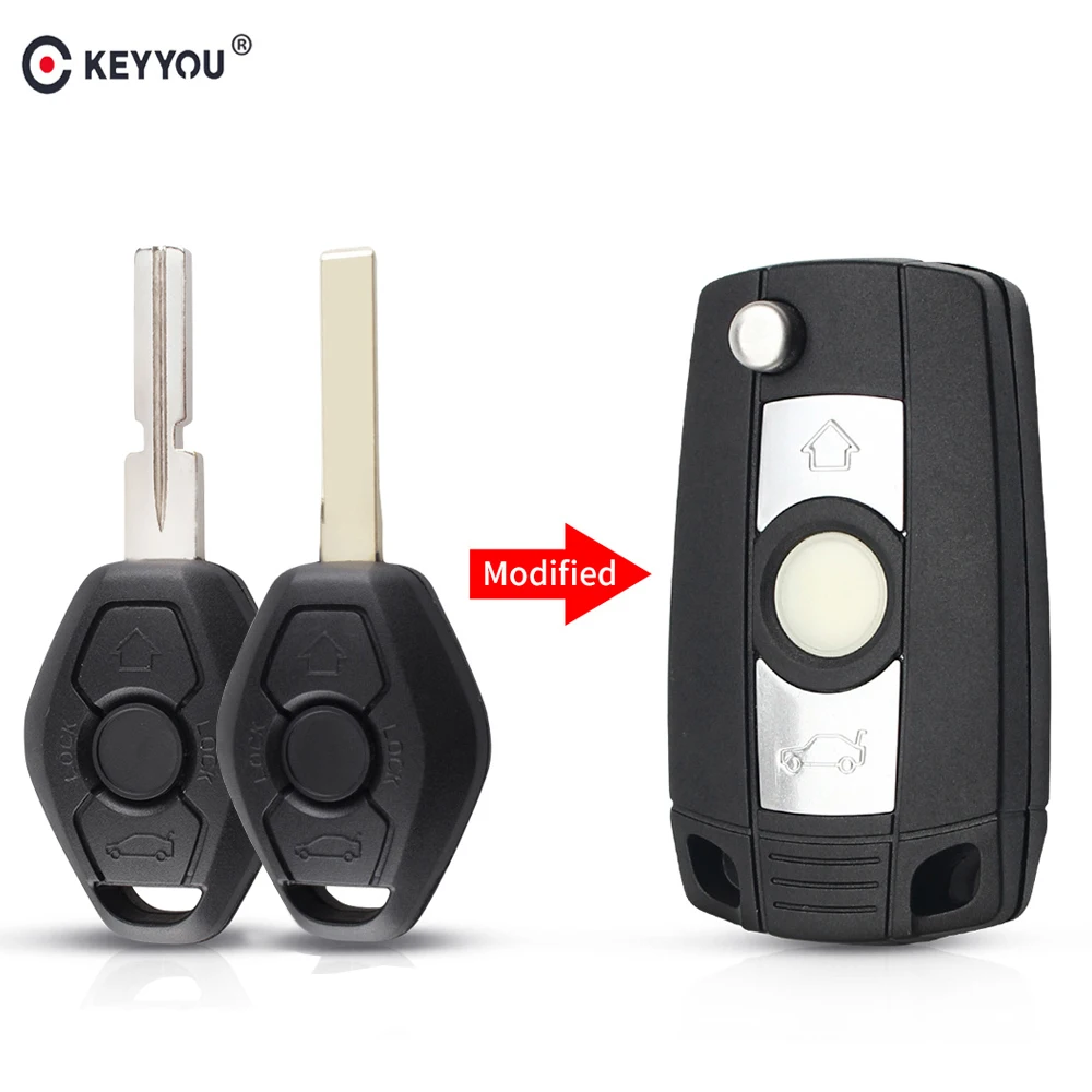 KEYYOU программируемый ключ для автомобиля в виде ракушки Чехол для BMW 1 3 5 6 7 серии Z3 Z4 X3 X5 M5 325i E38 E39 E46 3 кнопки дистанционного ключа оболочки