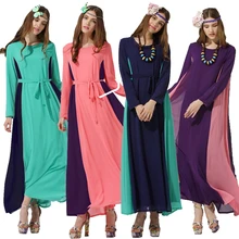 Abaya turkish women clothing muslim dress Islamic Lady jilbabs and abayas Splice Chiffon long dresses giyim
