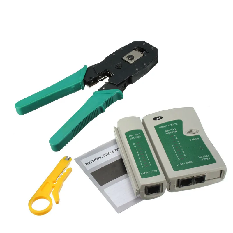 RJ45 RJ11 RJ12 Cat5 Cat5e Портативный локальной сети Tool Kit кабель utp тестер и плоскогубцы Обжимные Щипцы Зажим разъем PC CLH @ 8