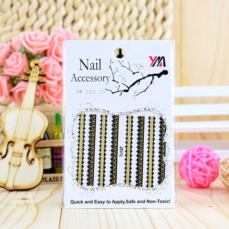 

30 Sheets Gold+Black Nail Stickers Crown/Butterfly/Bow Design 3D Nail Art Transfer Stickers Decals For Nail Art Decoration 34#