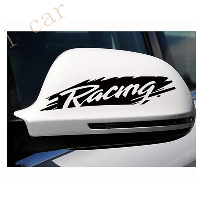 2 Pcs Set Racing Word Car Rearview Mirror Stickers For Racing Car