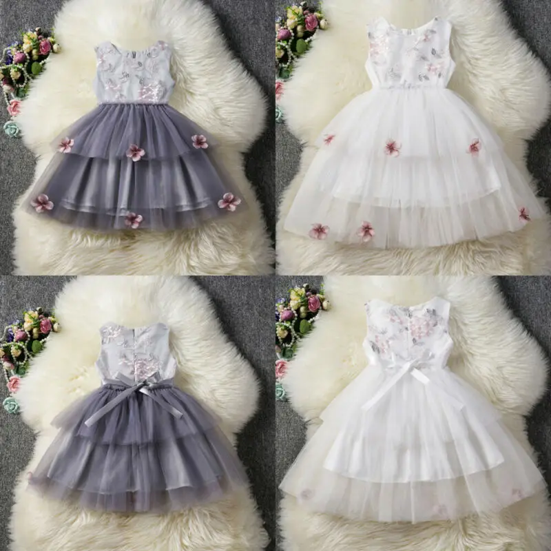 

6M-5T Toddler Baby Girl Princess Dress Summer Sleeveless Floral Bridesmaid Wedding Dresses Party Tulle Dress