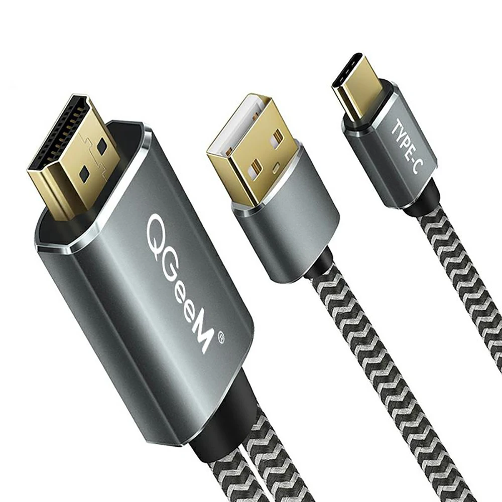 Qgeem Тип USB c 3.1 HDMI кабель адаптер Thunderbolt для MacBook Samsung S8 Huawei Коврики 10 Тип C к hdmi конвертер